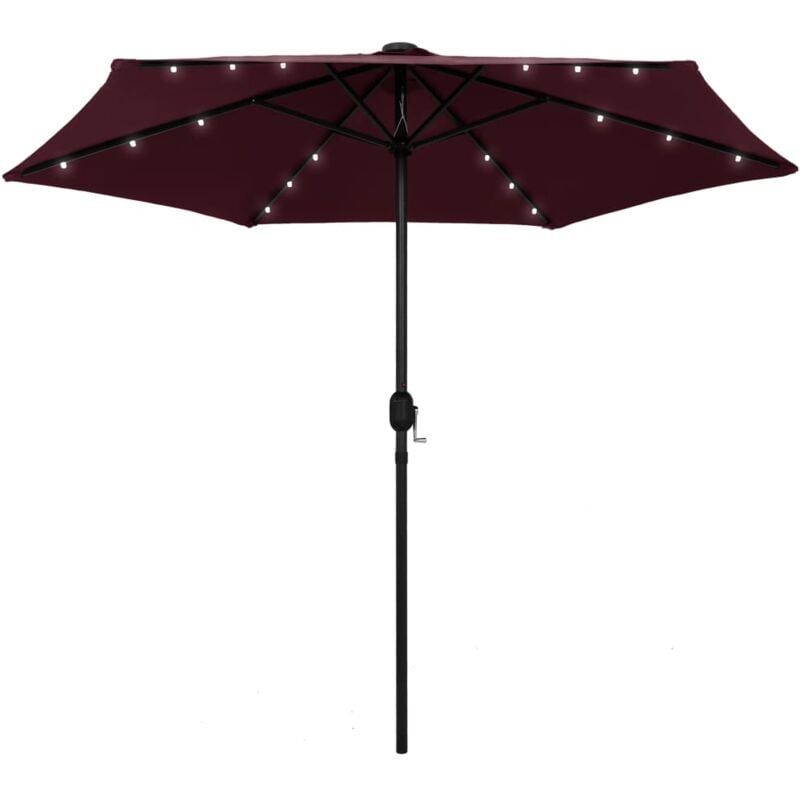 Garden Parasol with led Lights and Aluminium Pole 270 cm Bordeaux Red Vidaxl