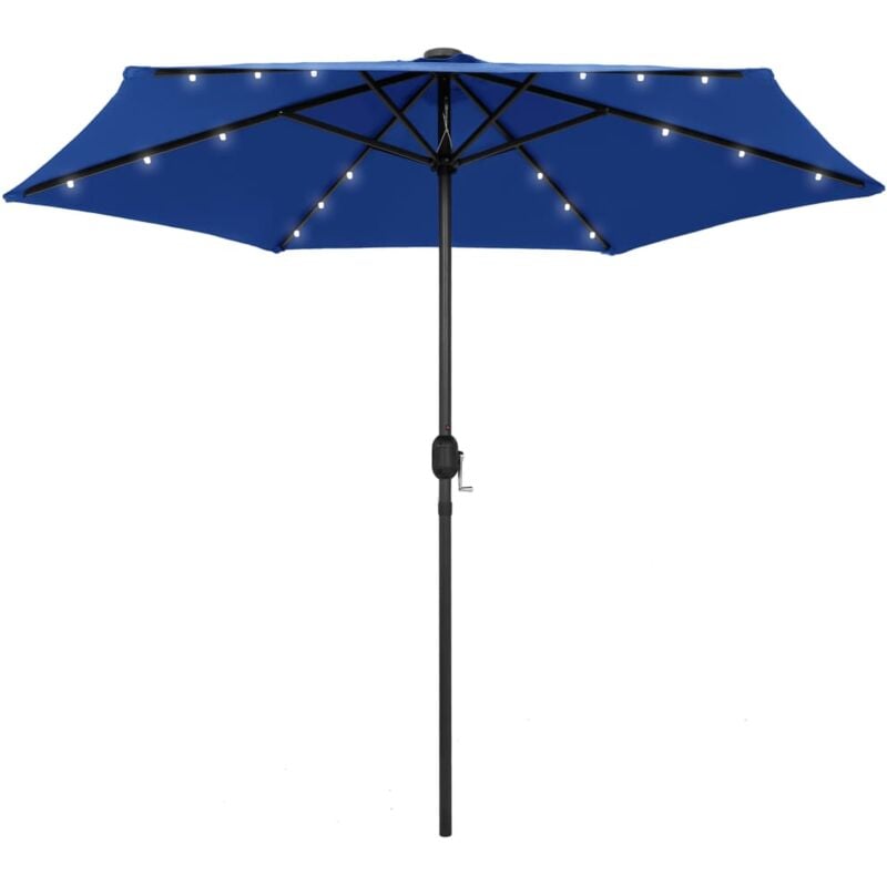 Garden Parasol with led Lights and Aluminium Pole 270 cm Azure Blue Vidaxl