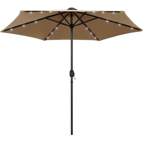 Parasol with LED Lights and Aluminium Pole 270 cm Taupe