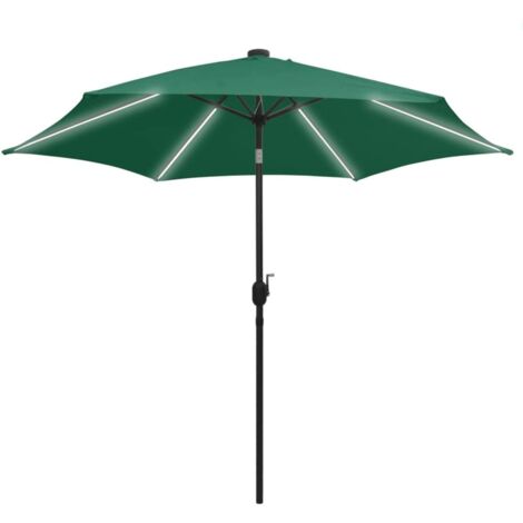 Parasol with LED Lights and Aluminium Pole 300 cm Green