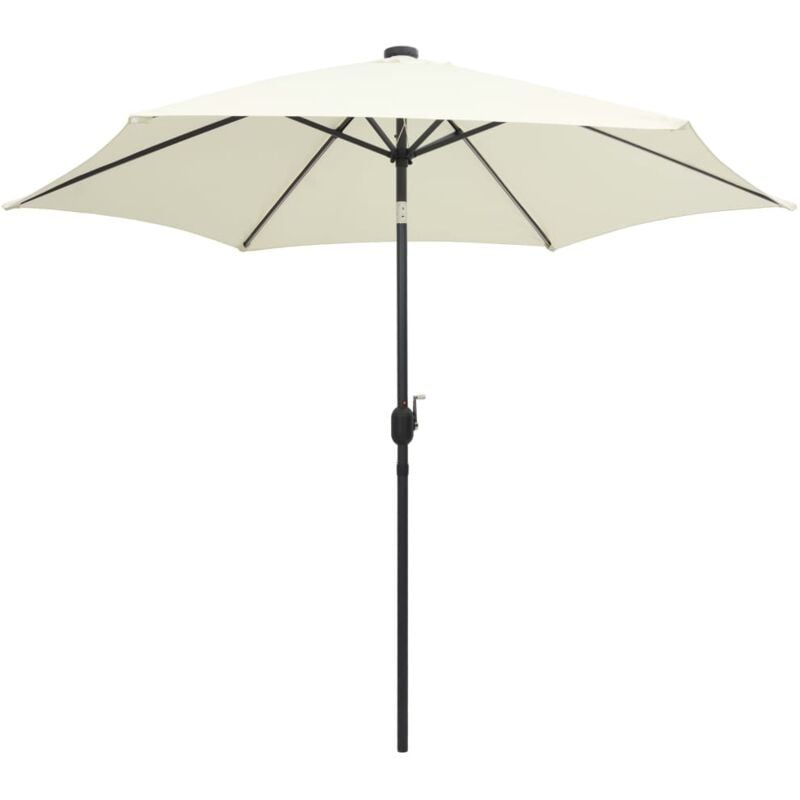 Garden Parasol with led Lights and Aluminium Pole 300 cm Sand White Vidaxl