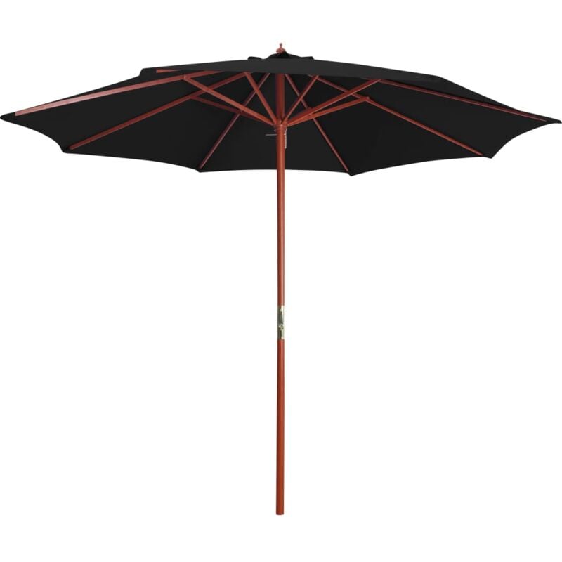 Garden Parasol with Wooden Pole 300x258 cm Black Vidaxl