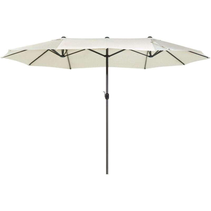 Beliani - Parasol xl de Jardin ou de Terrasse Blanc Beige avec Pied Central Noir, Toile 270 x 460 cm Anti uv et Mécanisme d'Ouverture Facile