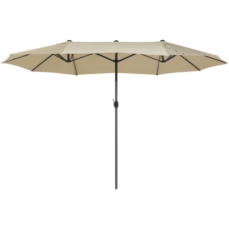 Parasol de Jardin Double avec Toile en Tissu Polyester Beige et Mât en Aluminium Matières Ultra Résistantes Accessoire Idéal pour Extérieurs Beliani