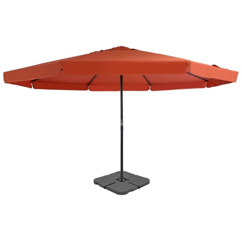 Parasol xxl avec base portable diamètre 5 m terre cuite