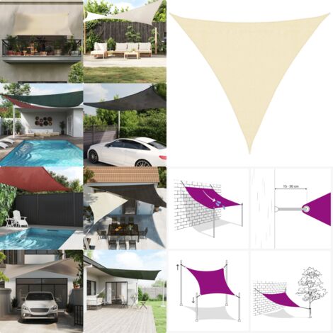 Parasole a Vela HDPE Triangolare 3,6x3,6x3,6 m Crema - Tenda solare - Ombra triangolare