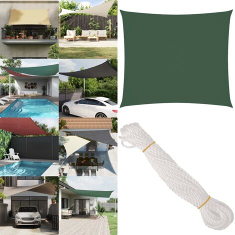 Parasole a Vela Oxford Rettangolare 2,5x3 m Verde Scuro - Parasole esterno - Protezione dal sole