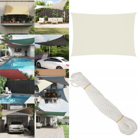 Parasole a Vela Oxford Rettangolare 2,5x4,5 m Crema - Tenda parasole - Protezione dal sole