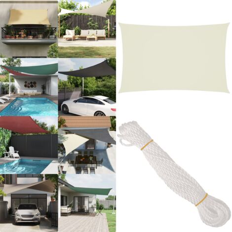 Parasole a Vela Oxford Rettangolare 2,5x5 m Crema - Tenda parasole - Protezione dal sole