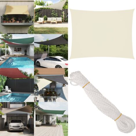 Parasole a Vela Oxford Rettangolare 4x6 m Crema - Protezione dal sole - Protezione dalla pioggia