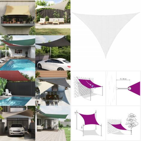 Parasole a Vela Oxford Triangolare 3x4x5 m Bianco - Tenda parasole - Protezione dal sole