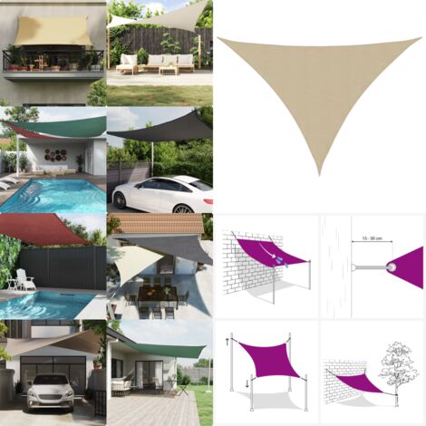 Parasole a Vela Oxford Triangolare 4,5x4,5x4,5 m Beige - Tenda parasole - Protezione dal sole