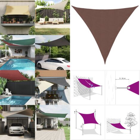 Parasole a Vela Oxford Triangolare 4x4x4 m Marrone - Tenda parasole - Protezione dal sole
