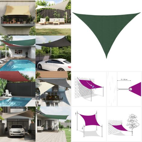 Parasole a Vela Oxford Triangolare 4x4x5,8 m Verde Scuro - Tenda parasole - Protezione dal sole