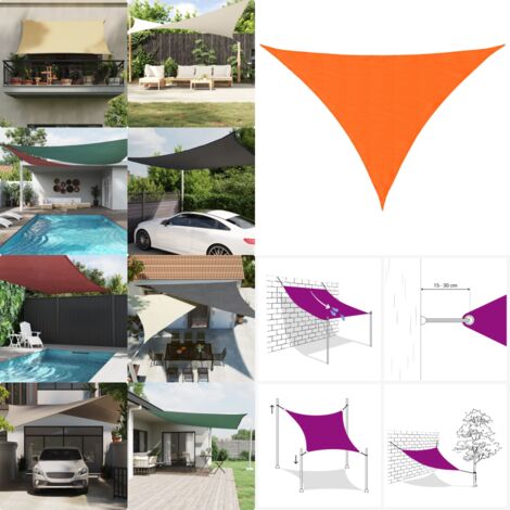 Parasole a Vela Oxford Triangolare 4x5x6,4 m Arancione - Tenda parasole - Protezione dal sole