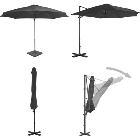 Parasole da Giardino con Base Portatile Antracite - Ombrellone da esterno - Base portatile