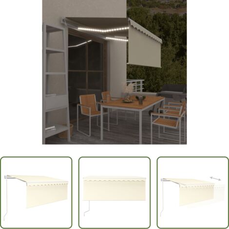 Parasole LED -  Tenda Automatica Parasole LED Sensore Vento 3,5x2,5cm Crema