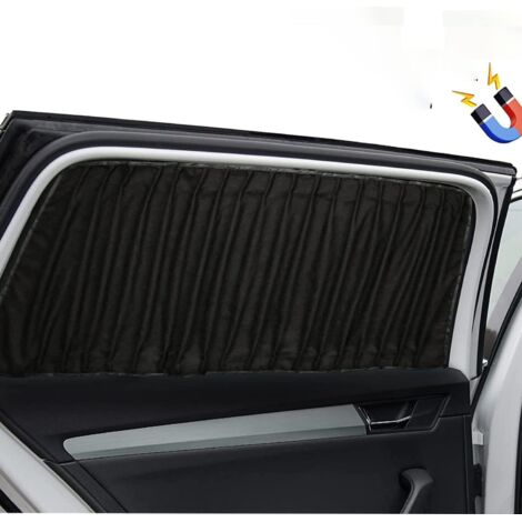 Parasole per finestrino laterale dell'auto ((sedile posteriore)) - Tende retrattili con protezione UV per bloccare la luce solare, tende in morbida pelle scamosciata per auto, nero (2 pezzi)
