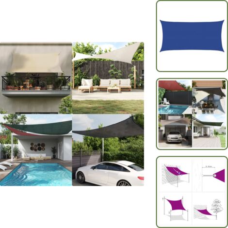 Parasole per terrazza - vidaXL Vela Parasole 160 g/m² Rettangolare Blu 3x6 m in HDPE - Parasole per balcone