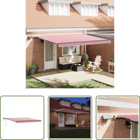 Parasole retrattile -  Tenda Retrattile Rosso e bianco 450 ×350 cm Tessuto