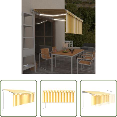 Parasole -  Tenda Automatica Sensore e Parasole 3,5x2,5 m Gialla e Bianca
