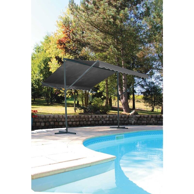 Homemaison - Marquise 2 pans à manivelle Gris anthracite 350x300 cm