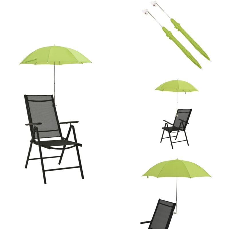 Parasols de chaise de camping 2 pcs Vert 105 cm - Parapluie De Jardin - Parasol De Chaise - Parasol Pliable - Ombre Solaire - Parasol Exterieur