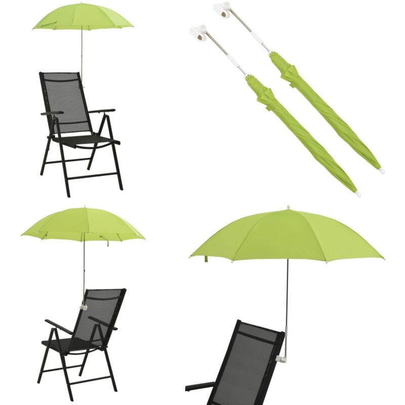 Parasols de chaise de camping 2 pcs Vert 105 cm - Parapluie De Jardin - Parasol De Chaise - Parasol Pliable - Ombre Solaire - Parasol Exterieur