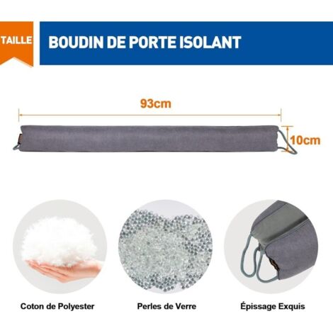 Paraspifferi isolante grigio per porte, 93 cm, sottoporta termoisolante, riduzione del freddo e del rumore, cuscinetto in tessuto per porte