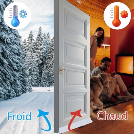 Paraspifferi per climi freddi, Paraspifferi, Guarnizioni autoadesive per porte, Fondo porta isolante di rapida installazione, Isolamento porta regolabile 94 cm, Bianco