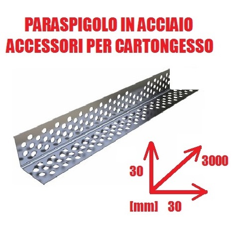 Paraspigolo in Acciaio L30/30 - Profilo per Cartongesso - Lunghezza Barra 300 cm