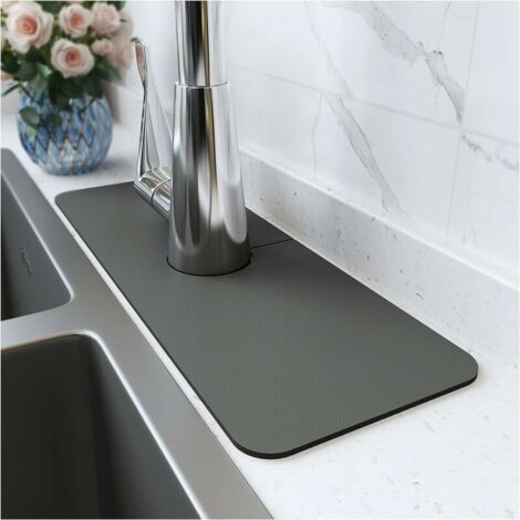 Paraspruzzi per rubinetto lavello - 1 tappetino super assorbente ad asciugatura rapida - Gadget per lavello - Grigio scuro