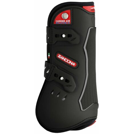 Paratendini Zandonà per cavalli CARBON AIR BALANCE con fibra di carbonio, chiusura a sgancio rapido e dispositivo magnetico: M, Nero