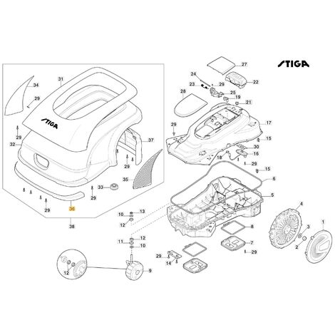 Paraurti frontale ORIGINALE STIGA a3000 - a5000 rtk robot rasaerba 381393707/0