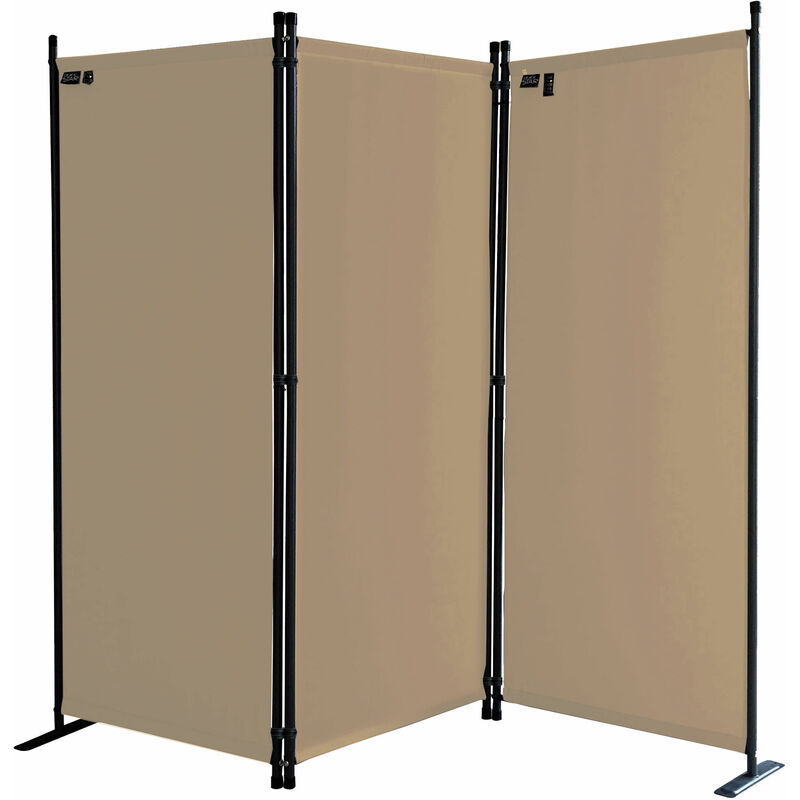 Quick-star - Paravent 170 x 165 cm Séparateur de tissu Jardin en 3 parties pliable Balcon Écran de confidentialité partition Beige