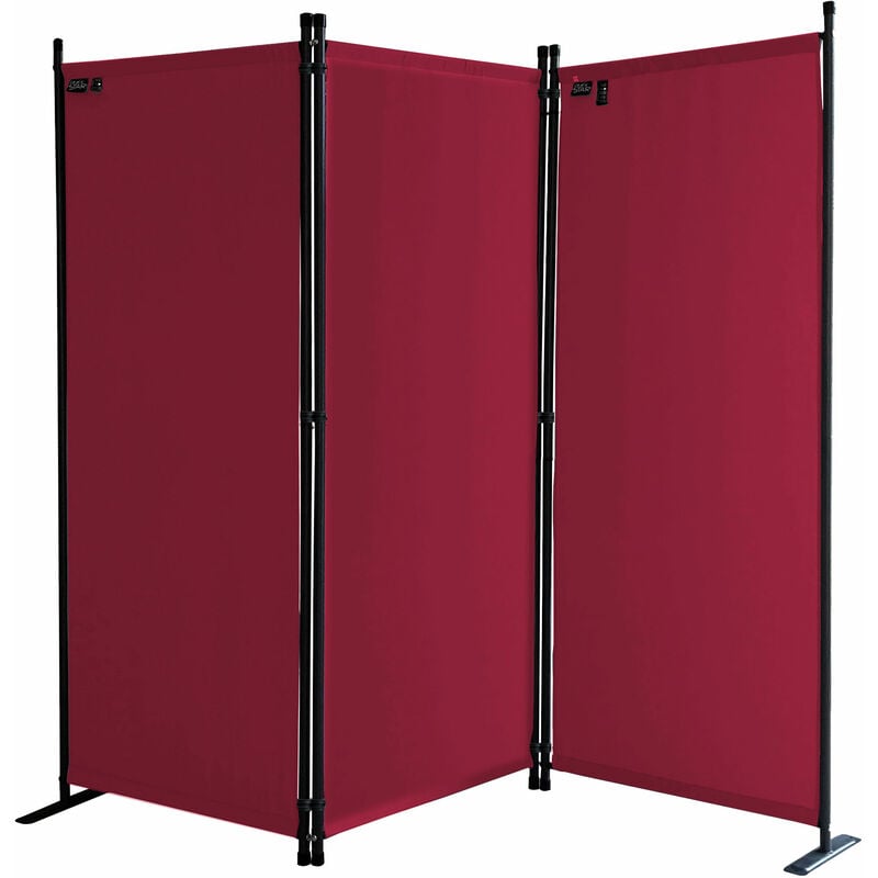 Paravent 170 x 165 cm Séparateur de tissu Jardin en 3 parties pliable Balcon Écran de confidentialité partition Rouge Rubis