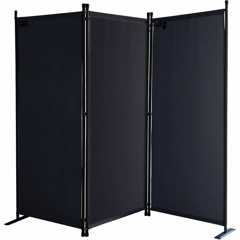 

Paravent 170 x 165 cm Tejido Divisor de habitación Jardín 3-Partición Pared de separación Plegable Balcón Pantalla de privacidad Negro