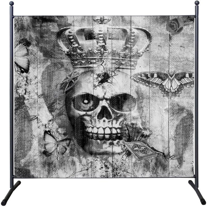 Paravent 180 x 178 cm tête de mort Séparateur de tissu Jardin Balcon Écran de confidentialité partition