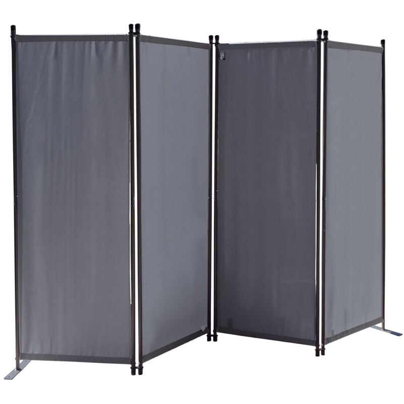 Paravent 220 x 165 cm Séparateur de tissu Jardin en 4 parties pliable Balcon Écran de confidentialité partition Gris