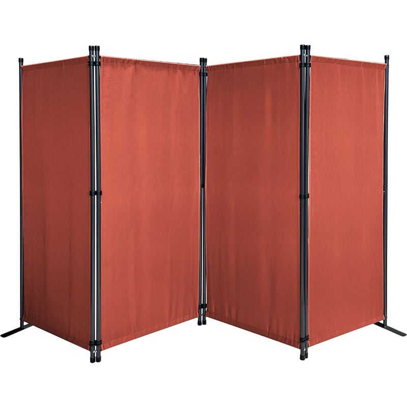 Paravent 220 x 165 cm Séparateur de tissu Jardin en 4 parties pliable Balcon Écran de confidentialité partition Rouge-Orange