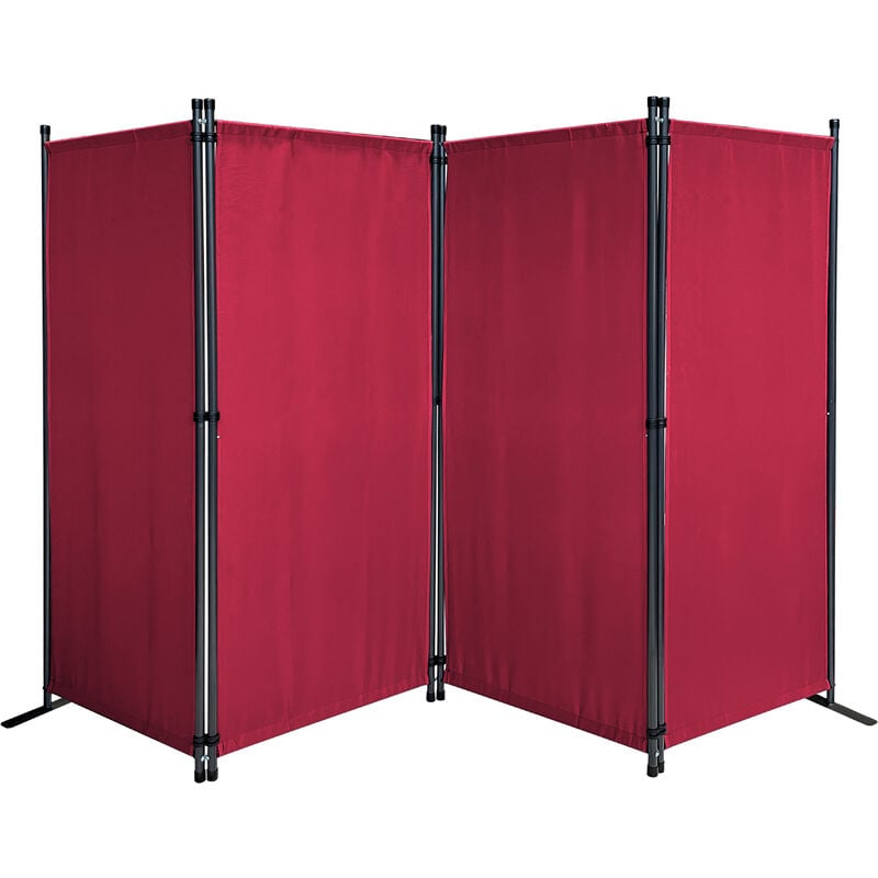 Paravent 220 x 165 cm Séparateur de tissu Jardin en 4 parties pliable Balcon Écran de confidentialité partition Rouge Rubis