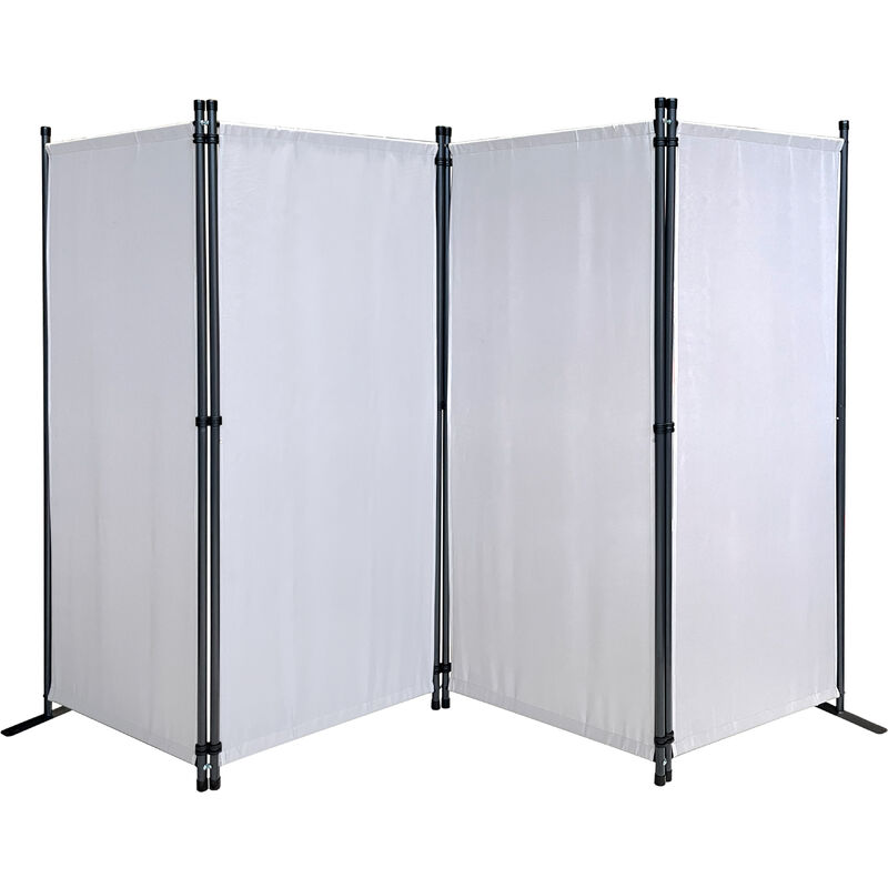 

Paravent 220 x 165 cm Tejido Divisor de habitación Jardín 4-Partición Pared de separación Plegable Balcón Pantalla de privacidad Blanco