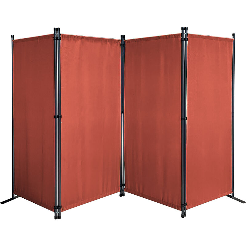 

Paravent 220 x 165 cm Tejido Divisor de habitación Jardín 4-Partición Pared de separación Plegable Balcón Pantalla de privacidad Rojo Naranja