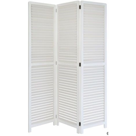 Paravent 3 panneaux blanc en bois 120x170cm PAR06020