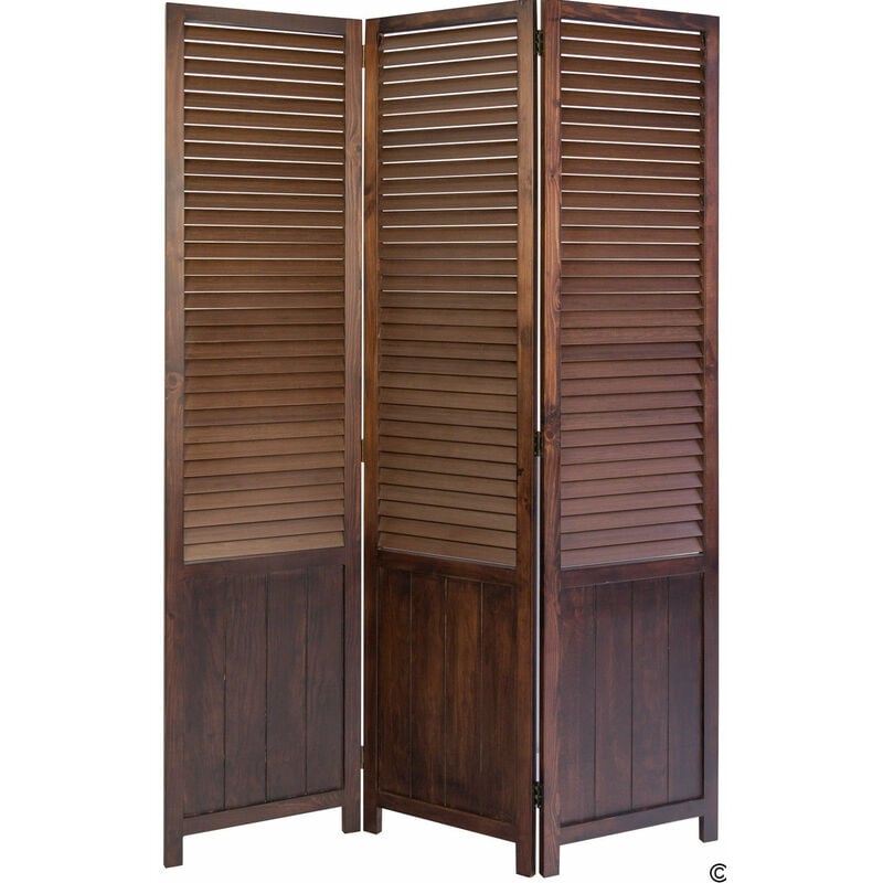 Paravent 3 panneaux marron en bois 120x170cm PAR06021