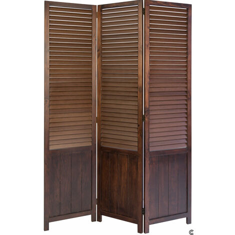 Paravent 3 panneaux marron en bois 120x170cm PAR06021