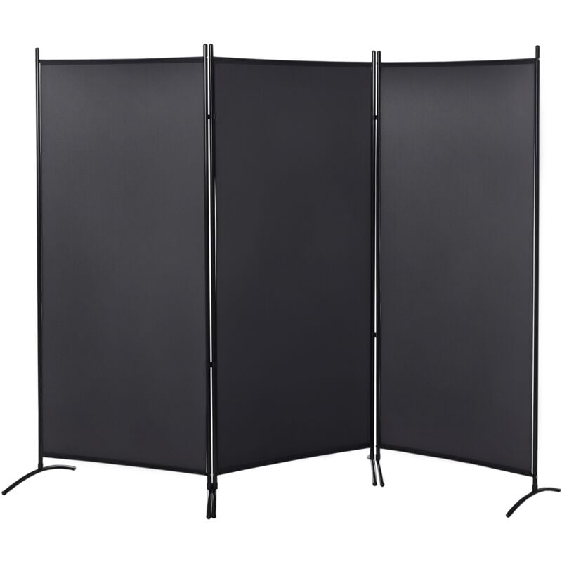 Paravent 3 panneaux sur pied brise-vue séparateur métal époxy polyester haute densité anthracite