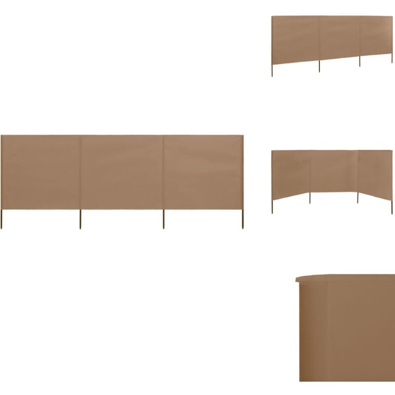 Paravent 3 panneaux Tissu 400 x 80 cm Taupe - Paravent - Écran D'intimité - Parasol - Protection Contre Le Vent - Abri Solaire