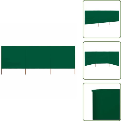 Paravent 3 panneaux Tissu 400 x 80 cm Vert - Paravent - Écran D'intimité - Parasol - Protection Solaire - Abri Vent
