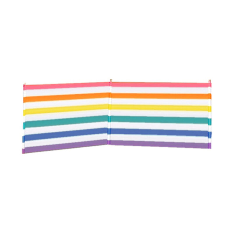 Marbueno - Paravent 3 Poteaux Acier Polyester Rayures Couleurs 240X80 cm Plage, Piscine, Jardin